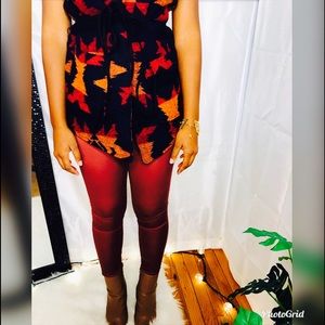 Rust Skinny Leg Stretch Pants